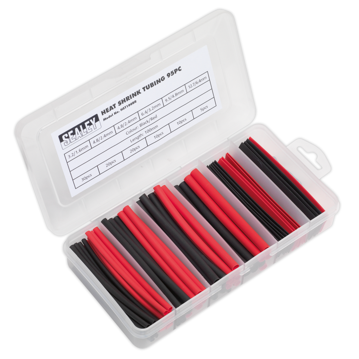 Heat Shrink Tubing Assortment 100mm 95pc - Black & Red HST100BR