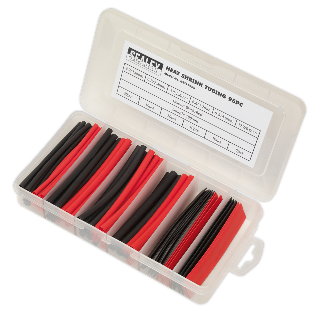 Heat Shrink Tubing Assortment 100mm 95pc - Black & Red HST100BR