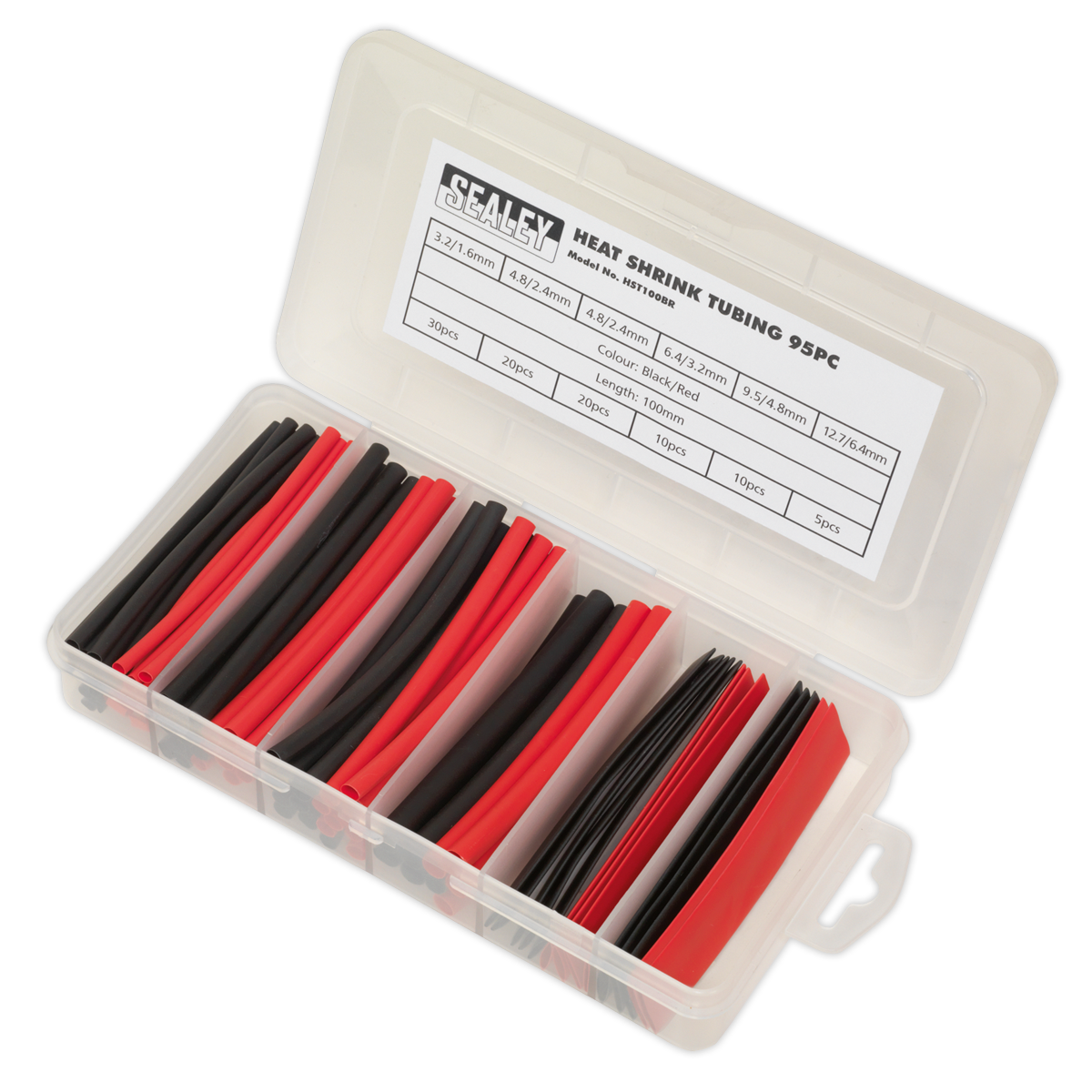 Heat Shrink Tubing Assortment 100mm 95pc - Black & Red HST100BR
