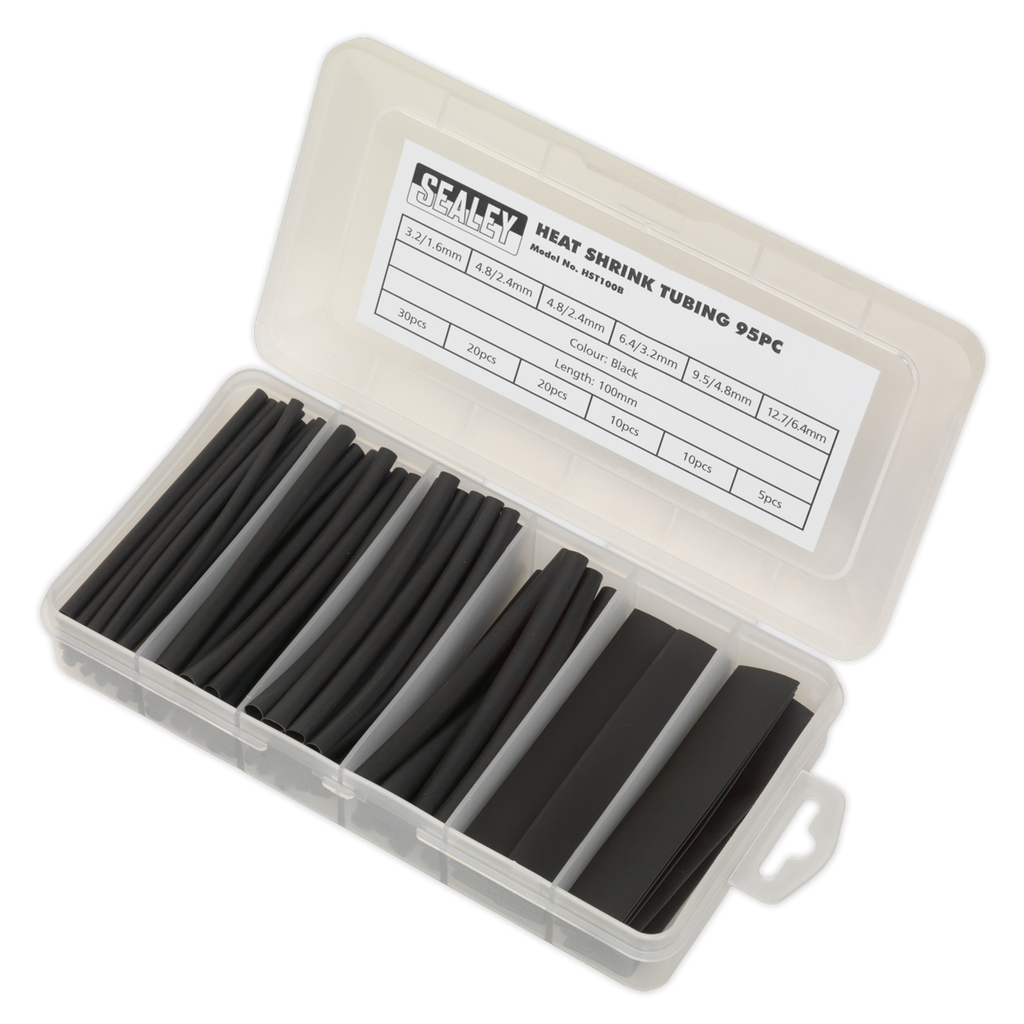 Heat Shrink Tubing Assortment 100mm 95pc - Black HST100B