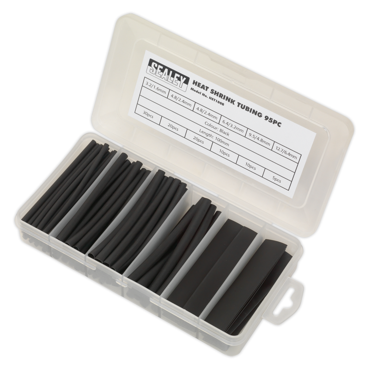 Heat Shrink Tubing Assortment 100mm 95pc - Black HST100B