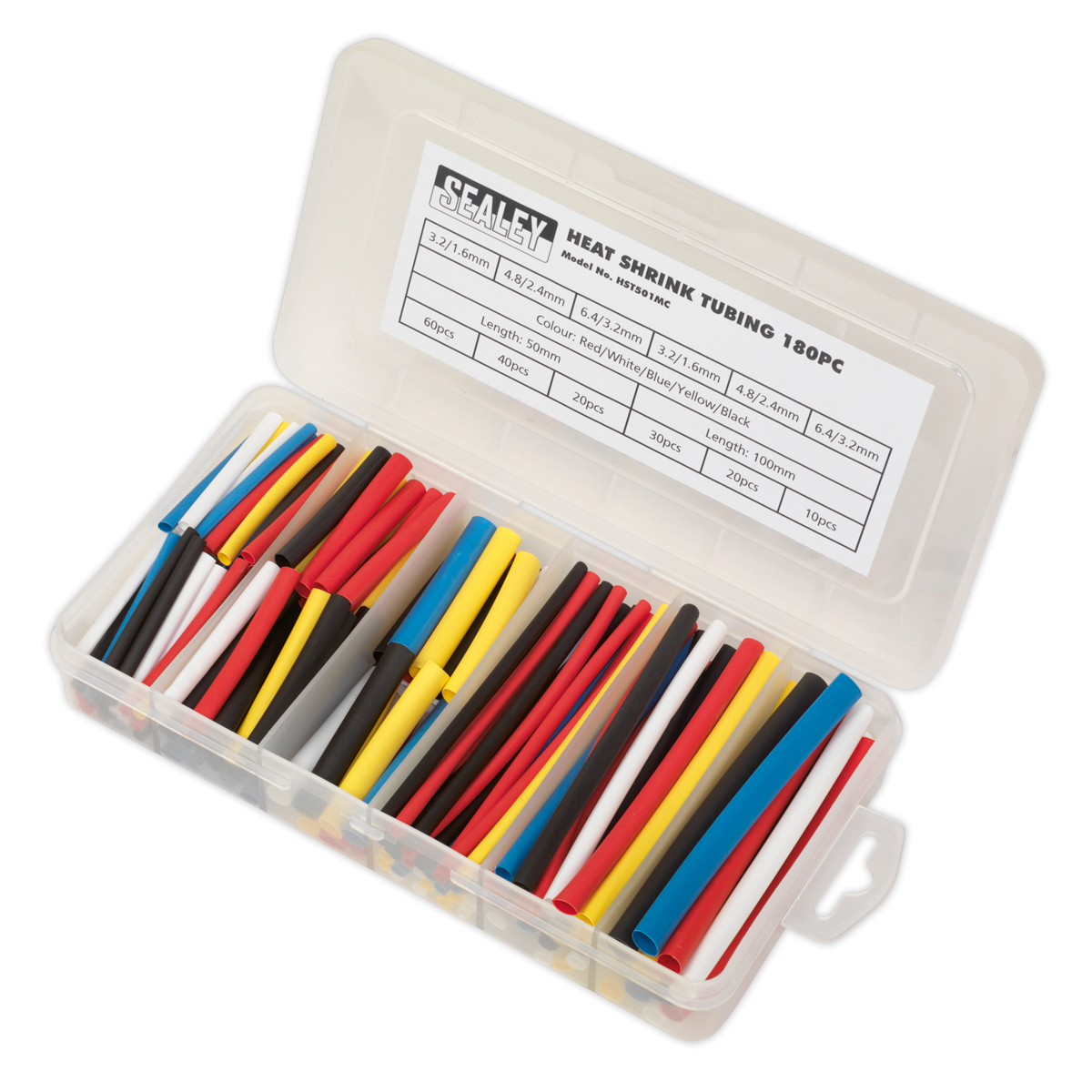 Heat Shrink Tubing Assortment 50 & 100mm 180pc - Mixed Colours HST501MC