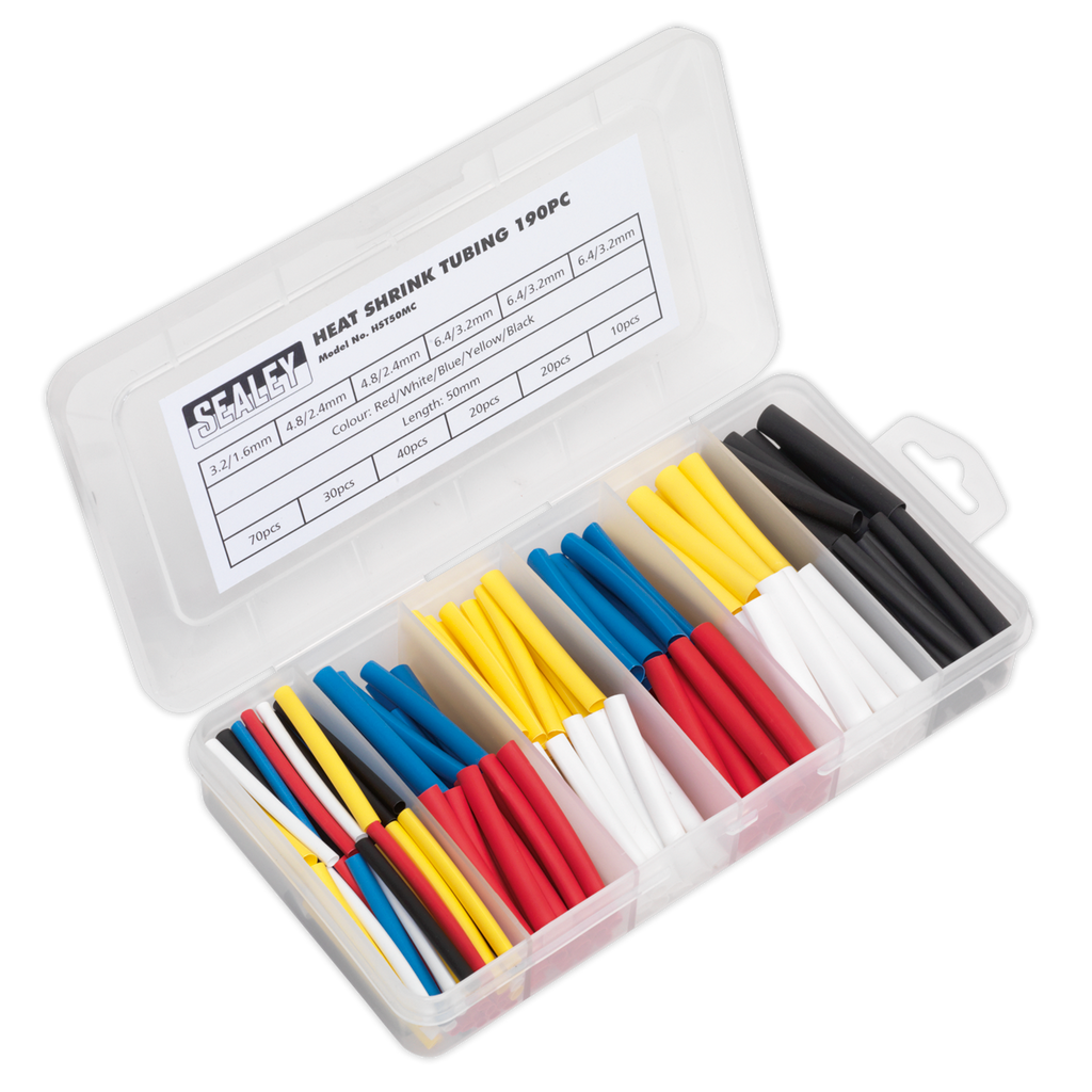 Heat Shrink Tubing Assortment 50mm 190pc - Mixed Colours HST50MC