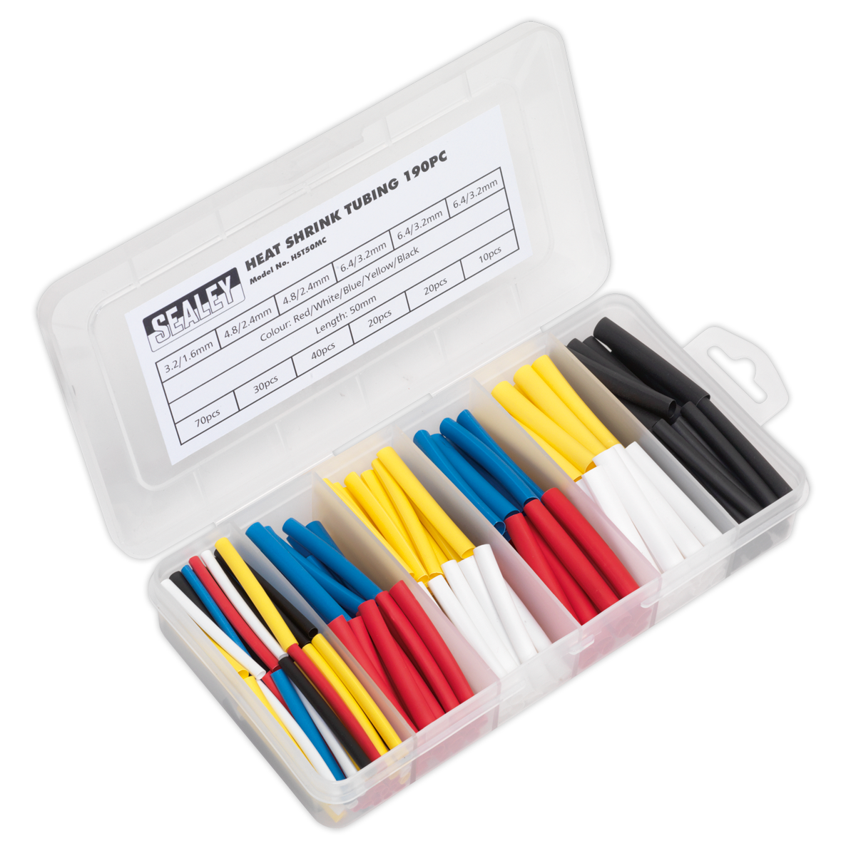 Heat Shrink Tubing Assortment 50mm 190pc - Mixed Colours HST50MC