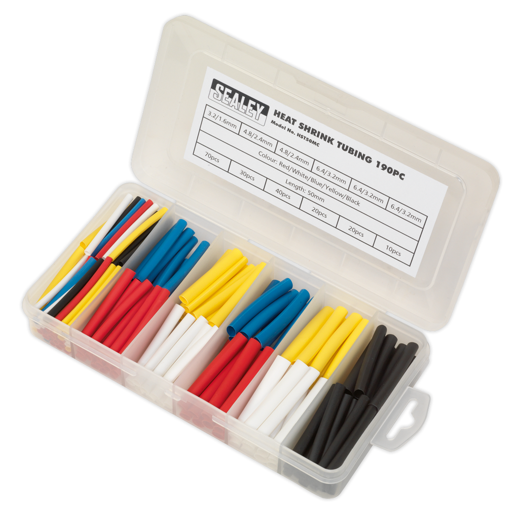 Heat Shrink Tubing Assortment 50mm 190pc - Mixed Colours HST50MC