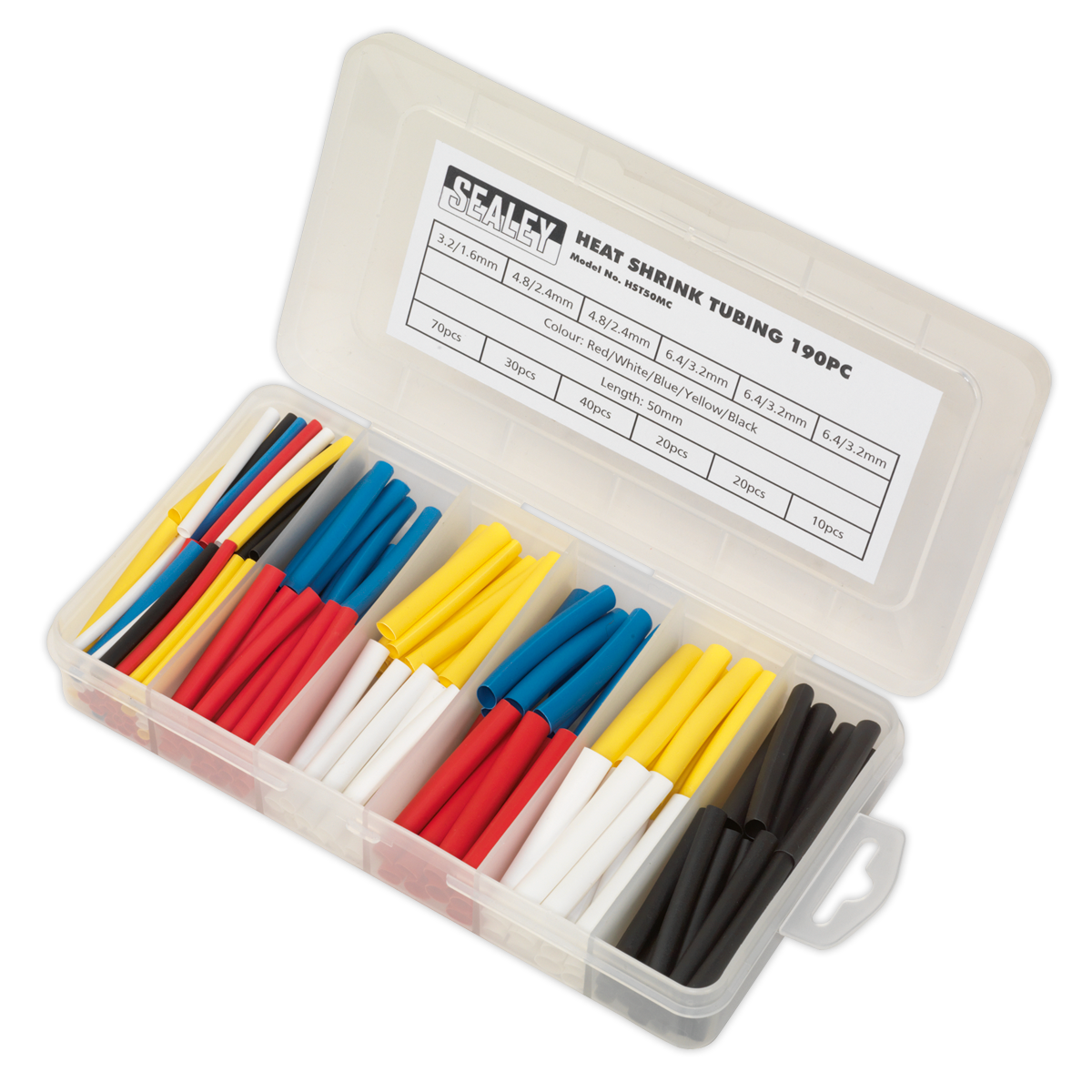 Heat Shrink Tubing Assortment 50mm 190pc - Mixed Colours HST50MC