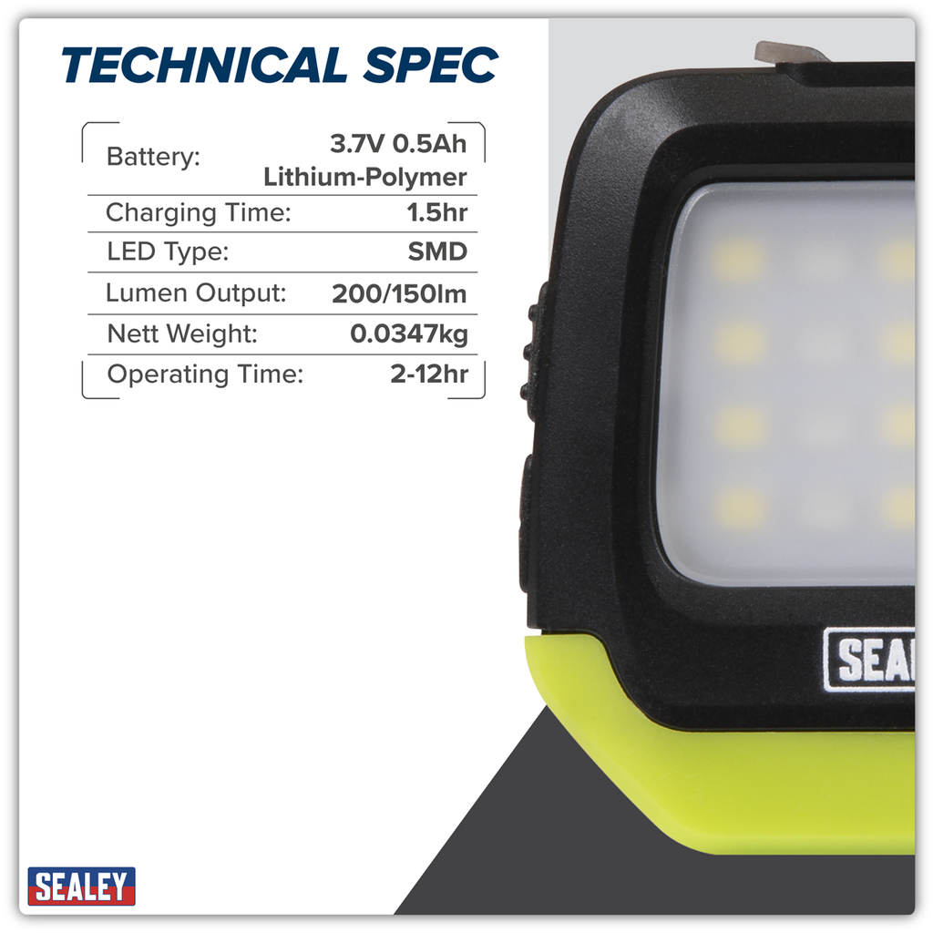 Rechargeable Clip Light with Auto-Sensor 2W & 1.5W SMD LED HT02LED