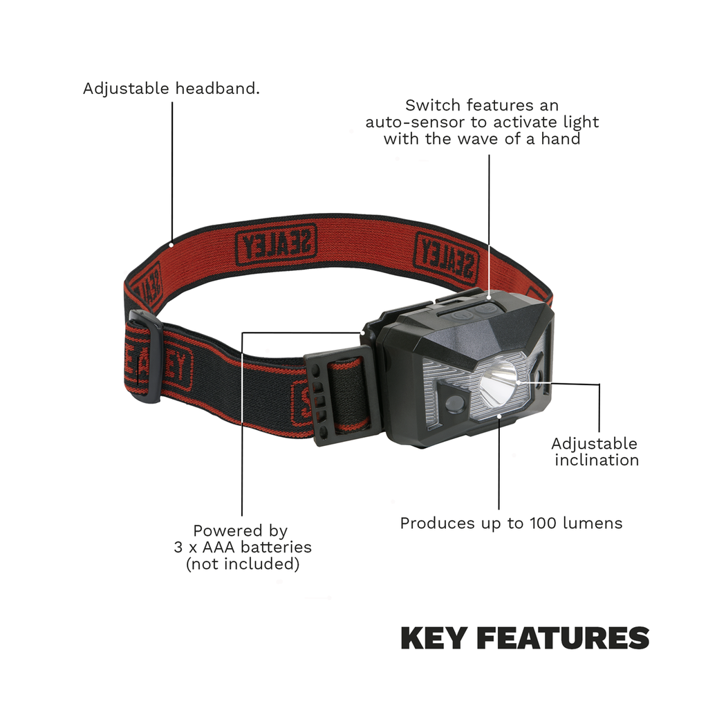 Head Torch with Auto-Sensor 3W SMD & 2 Red LED HT03LED