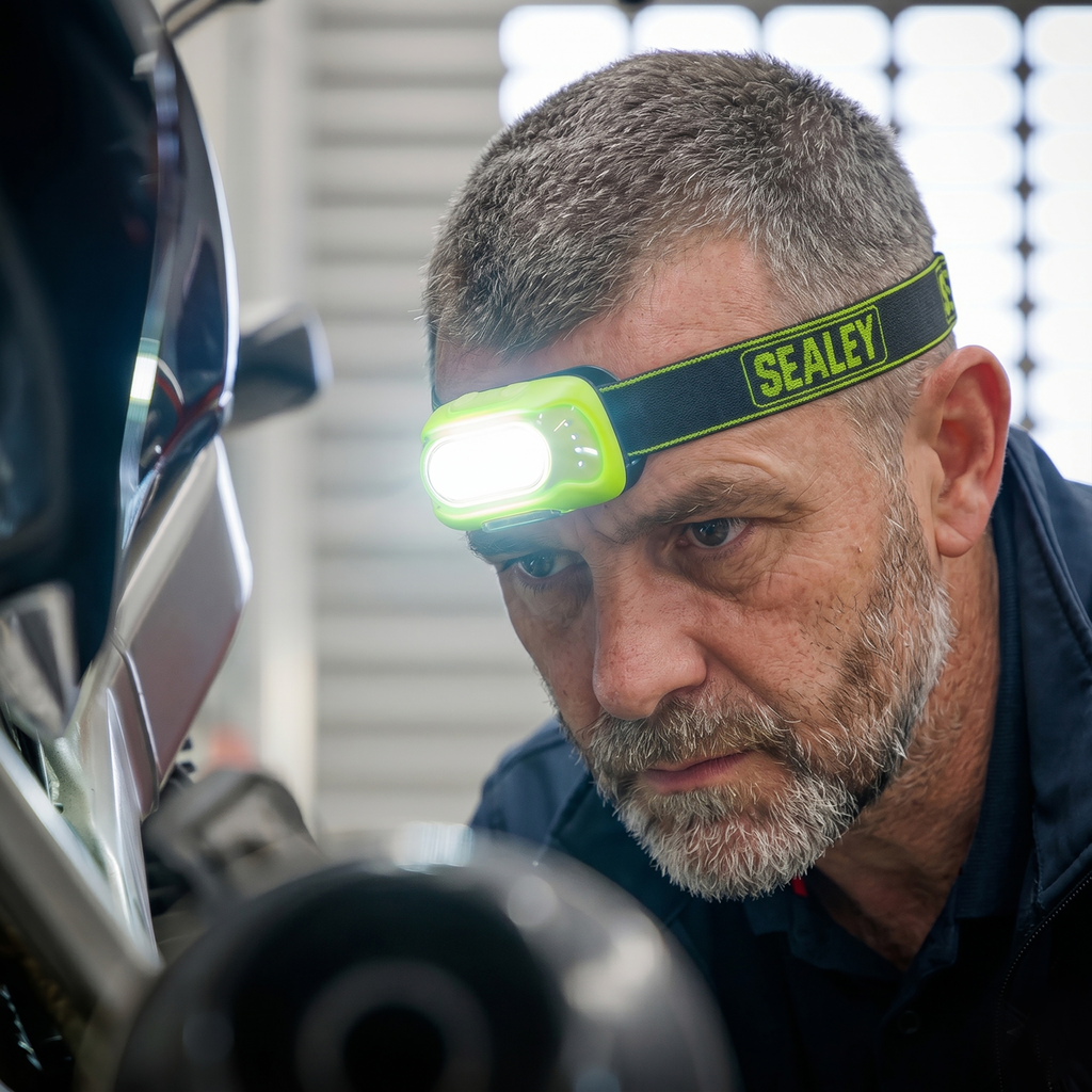 Rechargeable Head Torch with Auto-Sensor 8W COB LED - Red HT08RR