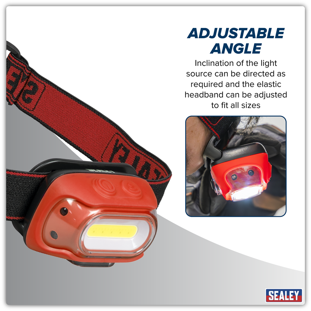 Rechargeable Head Torch with Auto-Sensor 8W COB LED - Red HT08RR