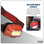 Rechargeable Head Torch with Auto-Sensor 8W COB LED - Red HT08RR