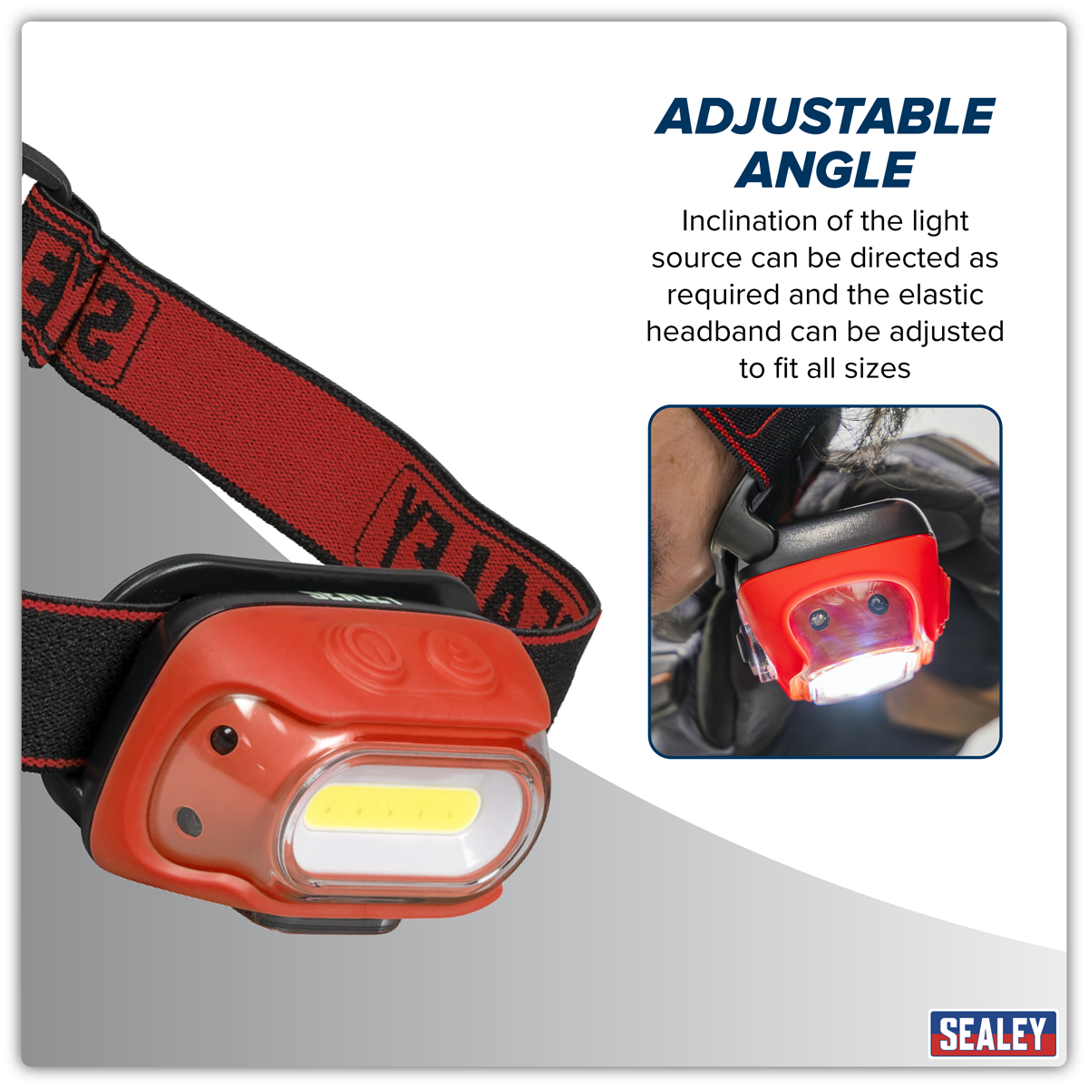 Rechargeable Head Torch with Auto-Sensor 8W COB LED - Red HT08RR