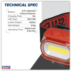 Rechargeable Head Torch with Auto-Sensor 8W COB LED HT08R