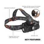 Rechargeable Head Torch with Auto-Sensor 5W SMD LED HT108LED