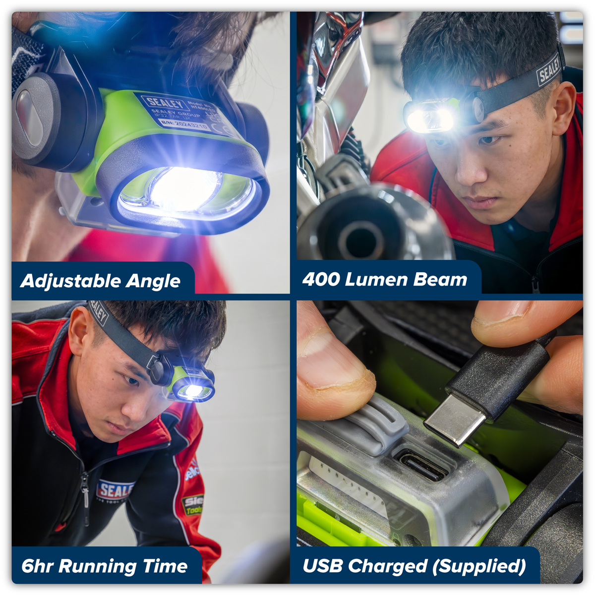 Rechargeable Head Torch with Auto-Sensor 5W & 3W COB LED HT400LED