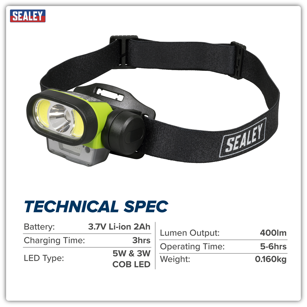 Rechargeable Head Torch with Auto-Sensor 5W & 3W COB LED HT400LED