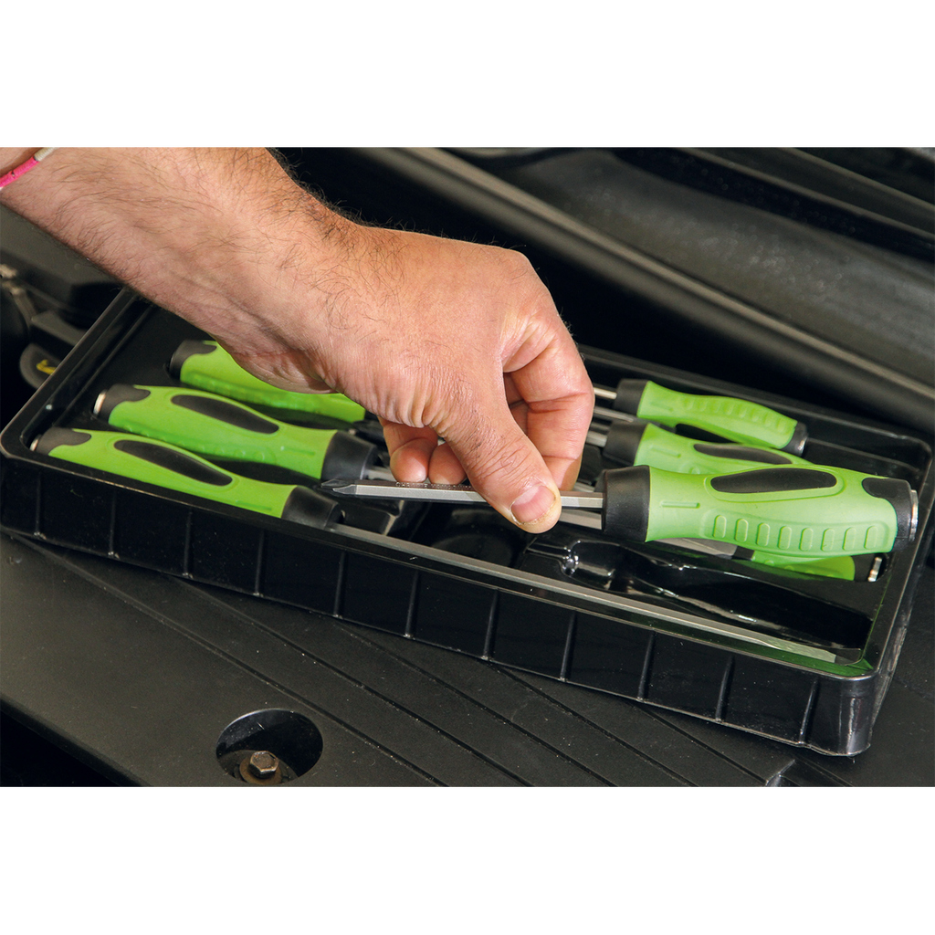 Hammer-Thru Screwdriver Set 8pc - Hi-Vis Green HV002