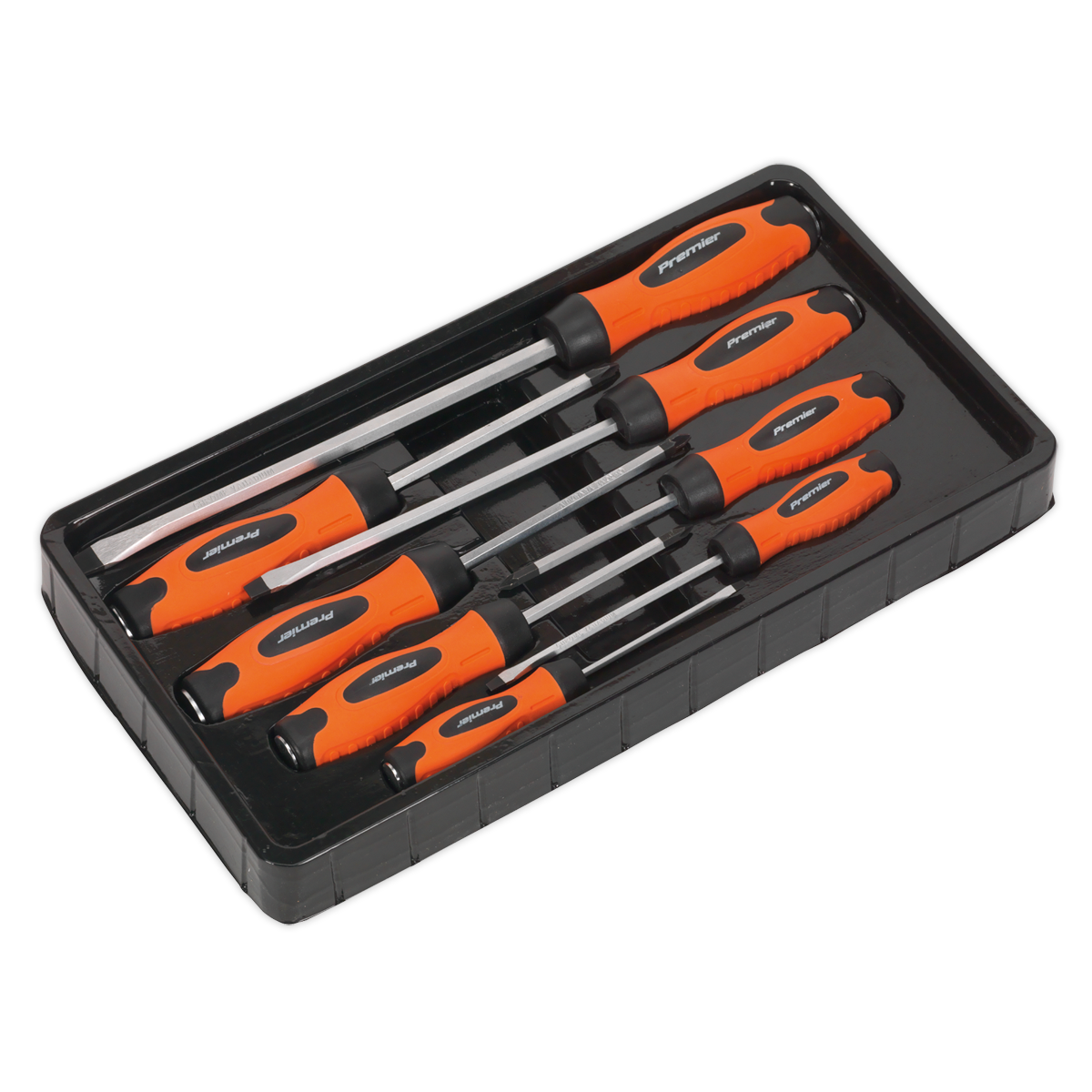 Hammer-Thru Screwdriver Set 8pc - Hi-Vis Orange HV004
