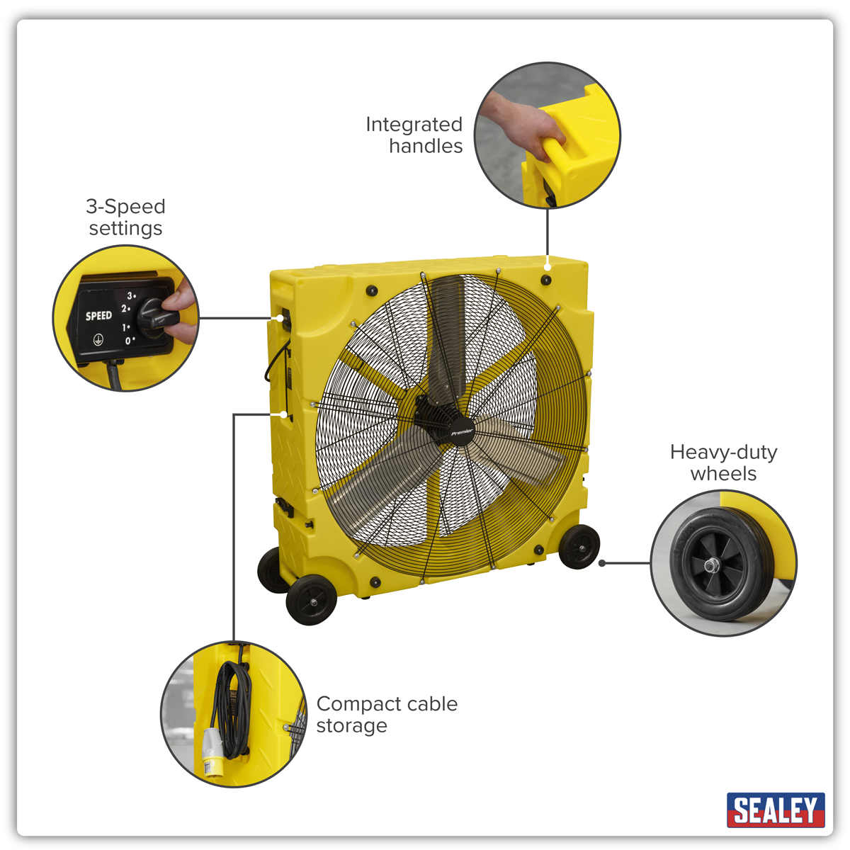 36" Industrial High Velocity Rotomould Drum Fan 3-Speed 110V HVD36110VPM