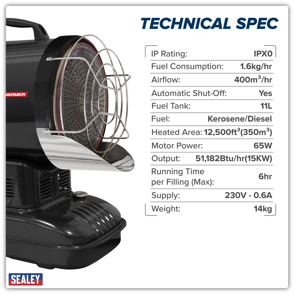 Infrared Kerosene/Diesel Heater 51,000Btu/hr IR115