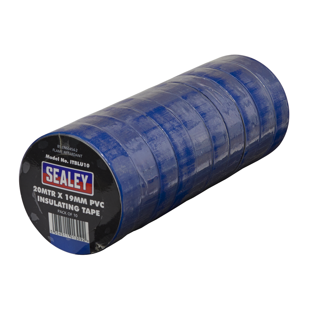 PVC Insulating Tape 19mm x 20m, Blue - Pack of 10 ITBLU10