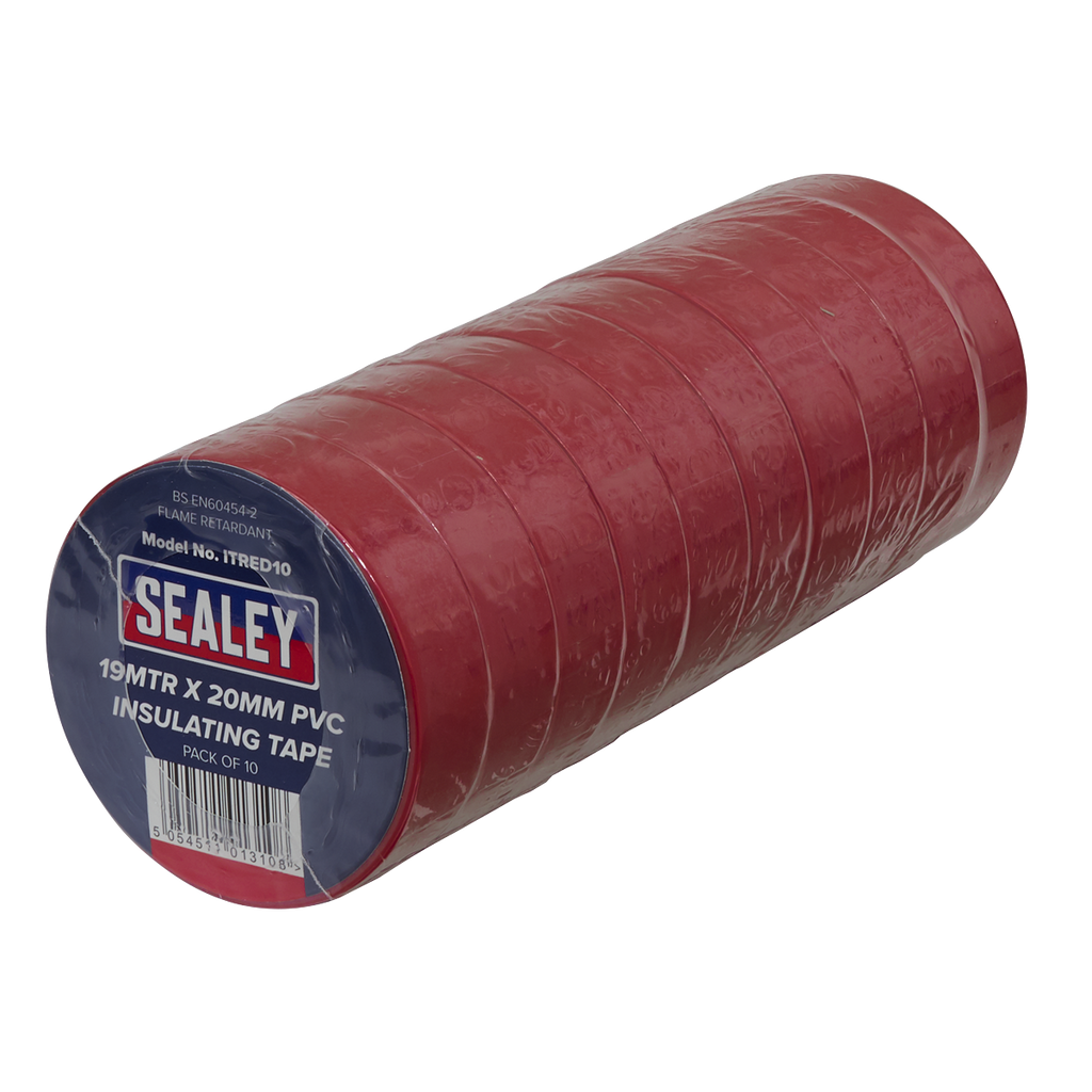 PVC Insulating Tape 19mm x 20m, Red - Pack of 10 ITRED10