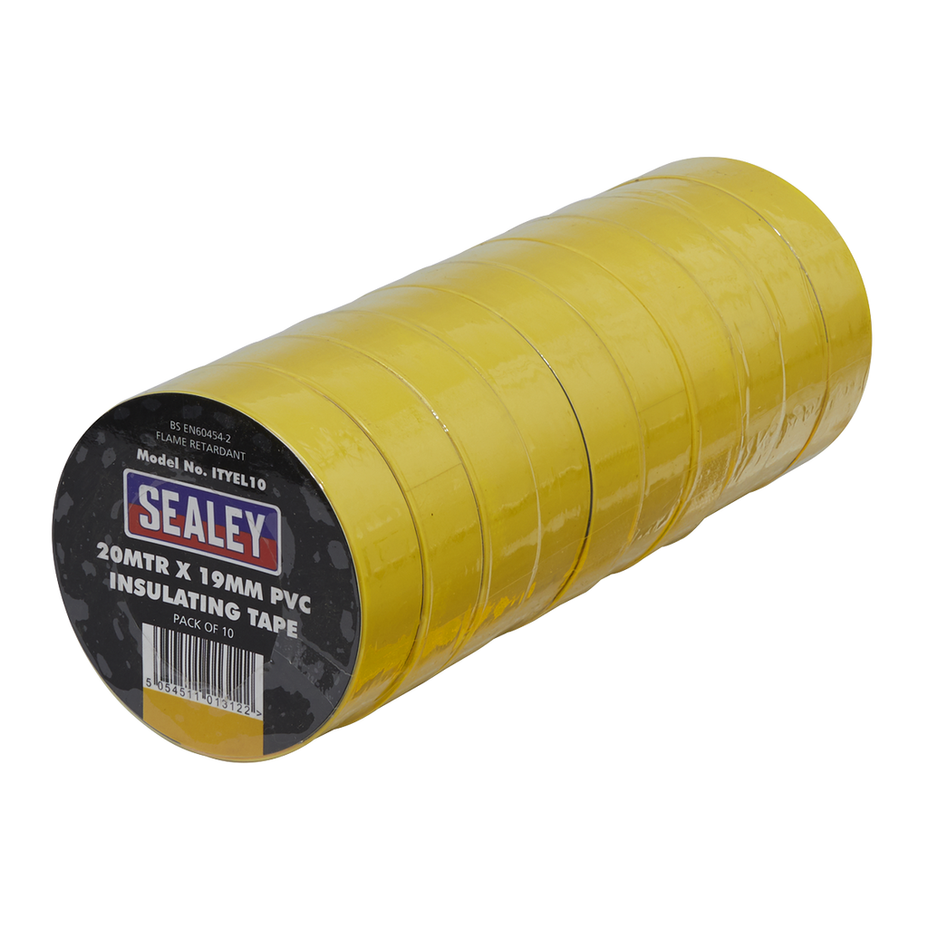 PVC Insulating Tape 19mm x 20m, Yellow - Pack of 10 ITYEL10