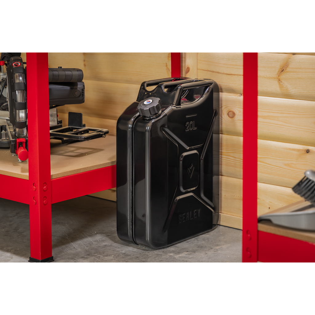 Screw Cap Metal Jerry Can 20L - Black JC20SCB