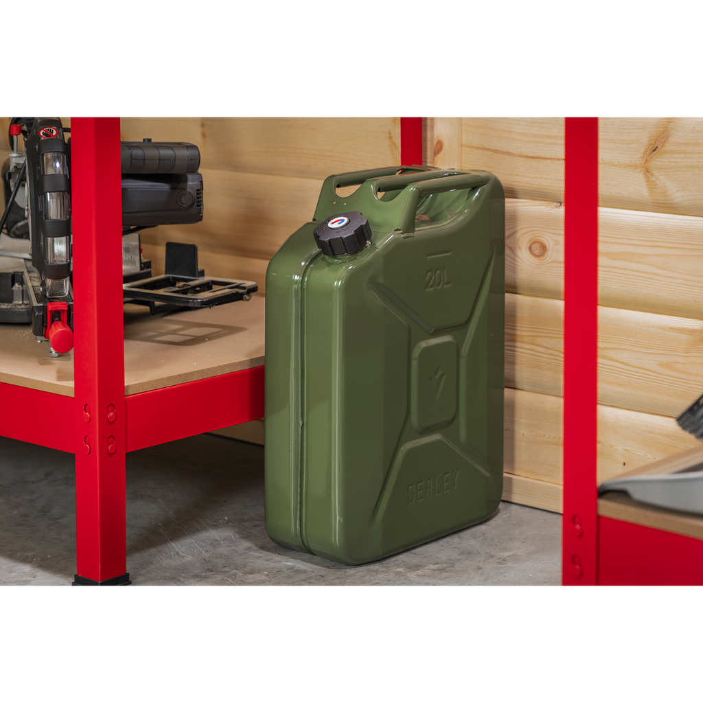 Screw Cap Metal Jerry Can 20L - Green JC20SCG