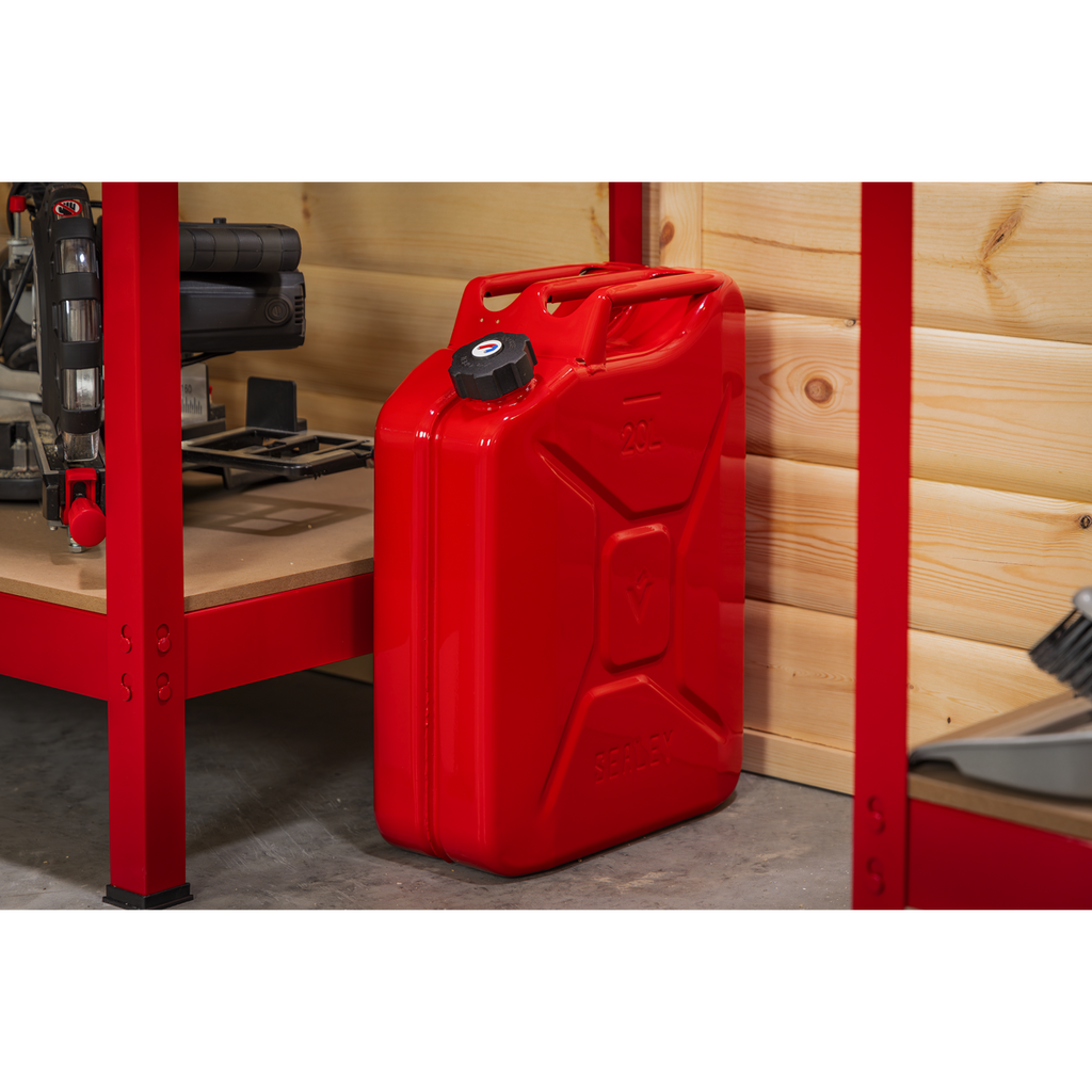 20L Screw Cap Metal Jerry Can - Red JC20SCR