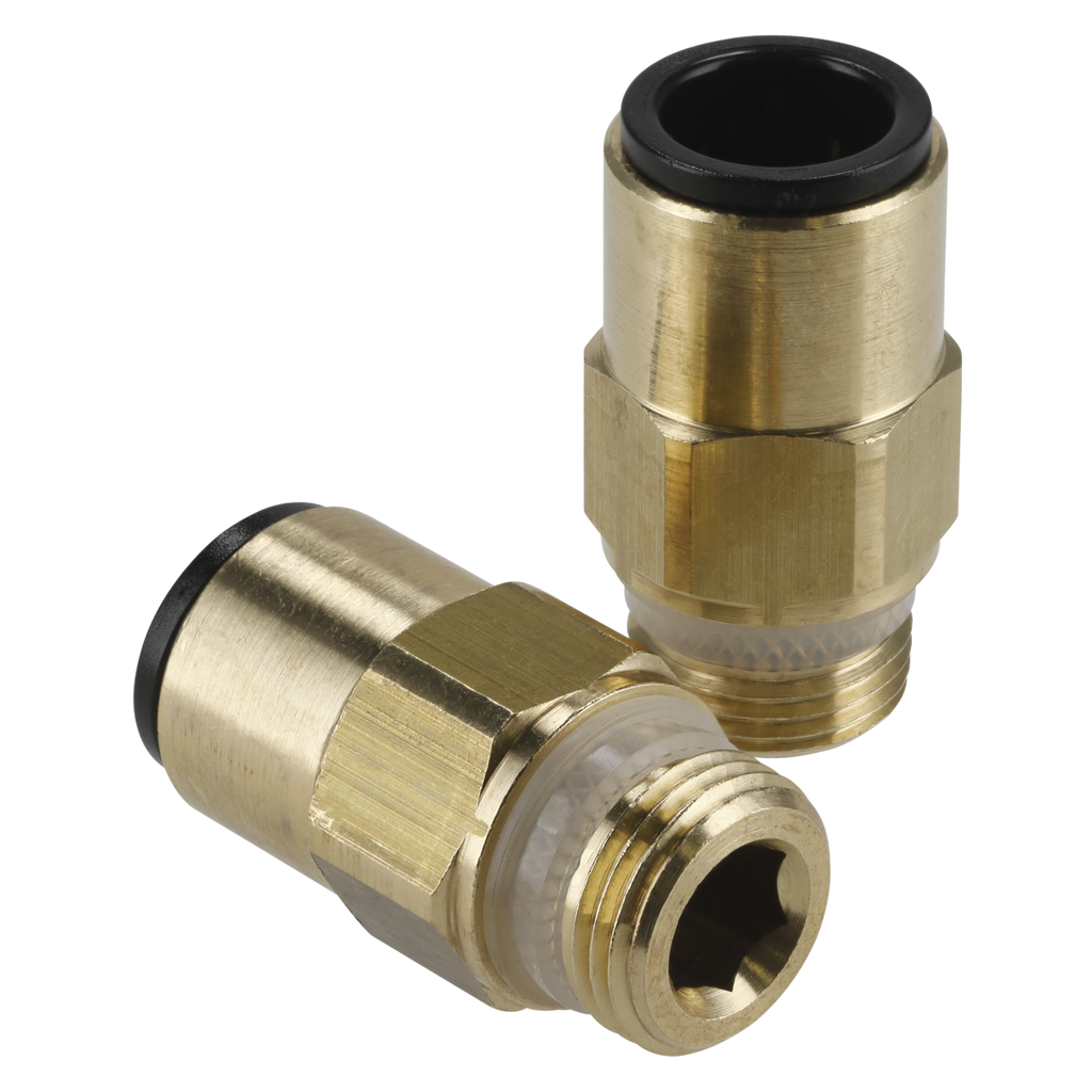 John Guest® Brass SuperThread Straight Adaptor 12mm x 3/8"BSP - Pack of 2 JGBC1238