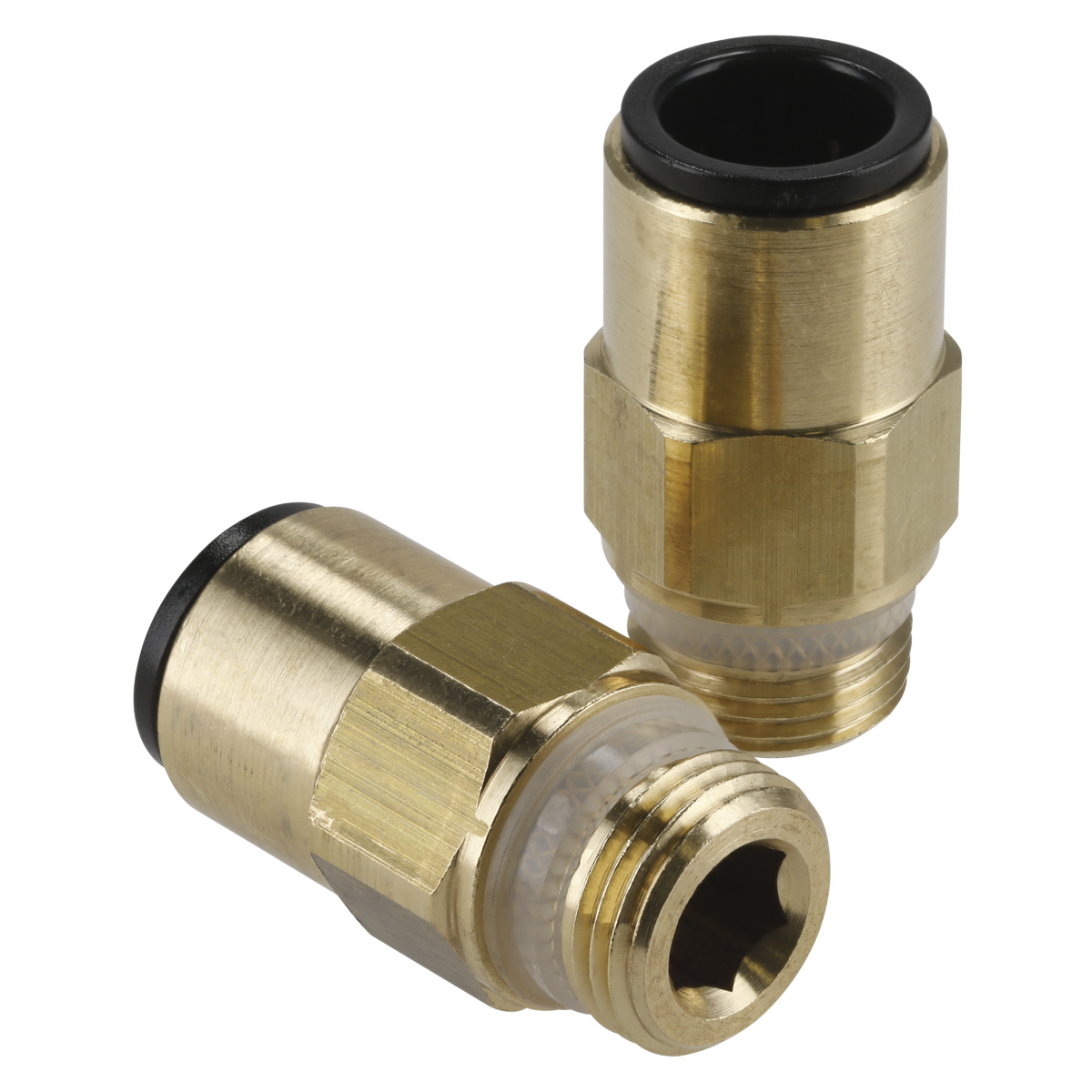 John Guest® Brass SuperThread Straight Adaptor 12mm x 3/8"BSP - Pack of 2 JGBC1238
