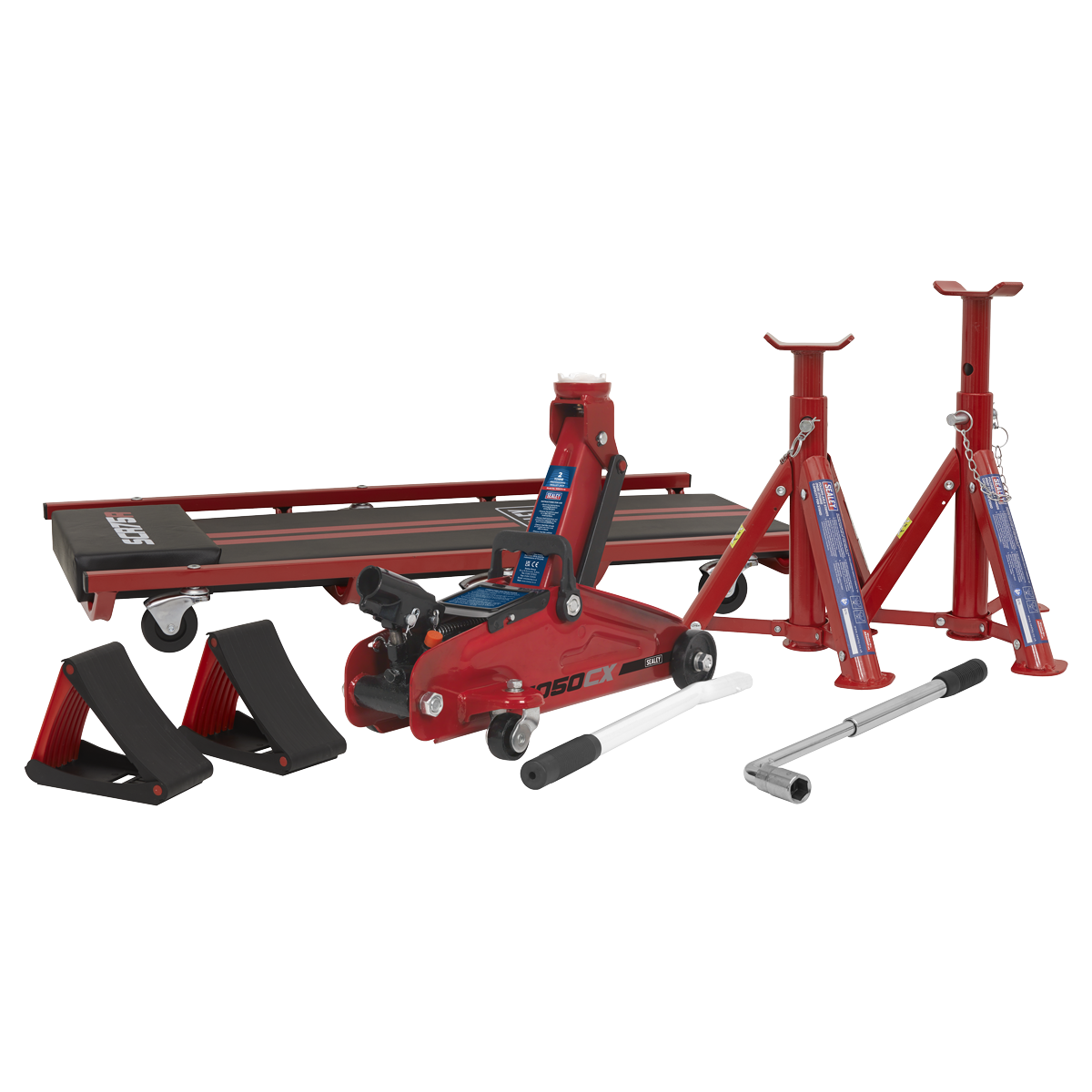 Lifting Kit (Inc. Jack, Axle Stands, Creeper, Chocks & Wrench) 2 Tonne 5pc JKIT01