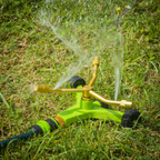 3-Arm Brass Sprinkler with Metal Wheeled Base JS2032