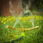 3-Arm Brass Sprinkler with Metal Wheeled Base JS2032