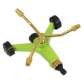 3-Arm Brass Sprinkler with Metal Wheeled Base JS2032