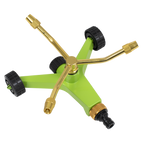 3-Arm Brass Sprinkler with Metal Wheeled Base JS2032