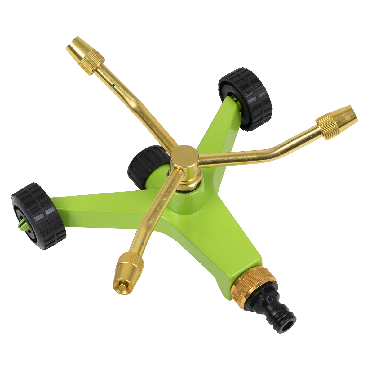 3-Arm Brass Sprinkler with Metal Wheeled Base JS2032