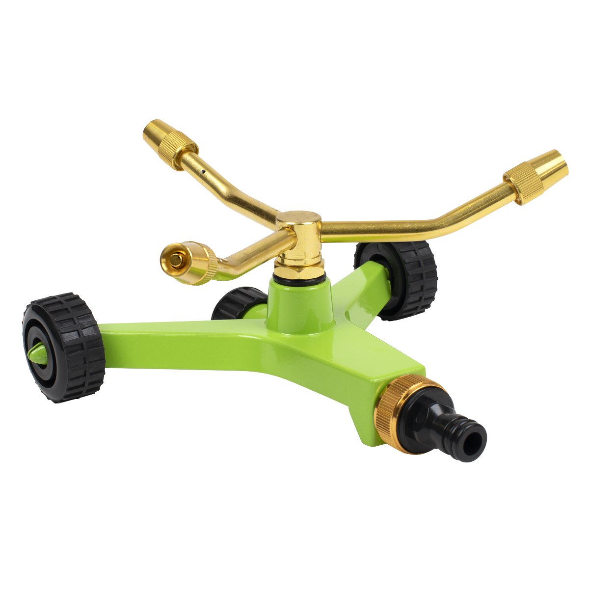 3-Arm Brass Sprinkler with Metal Wheeled Base JS2032