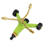 3-Arm Brass Sprinkler with Metal Wheeled Base JS2032