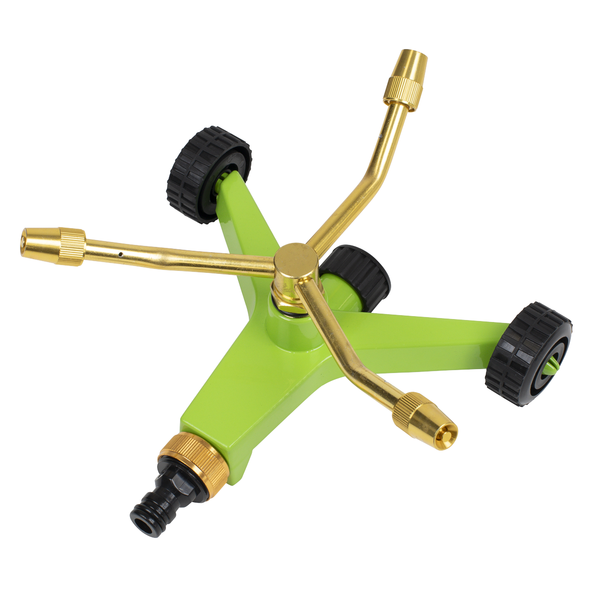 3-Arm Brass Sprinkler with Metal Wheeled Base JS2032