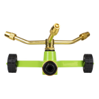 3-Arm Brass Sprinkler with Metal Wheeled Base JS2032
