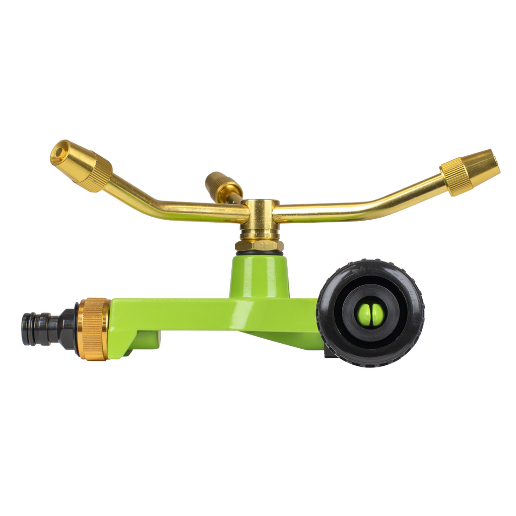 3-Arm Brass Sprinkler with Metal Wheeled Base JS2032