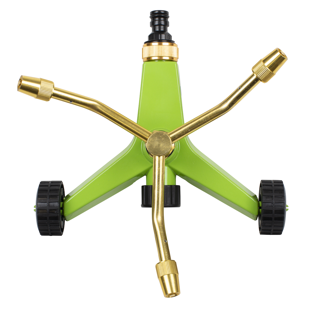 3-Arm Brass Sprinkler with Metal Wheeled Base JS2032