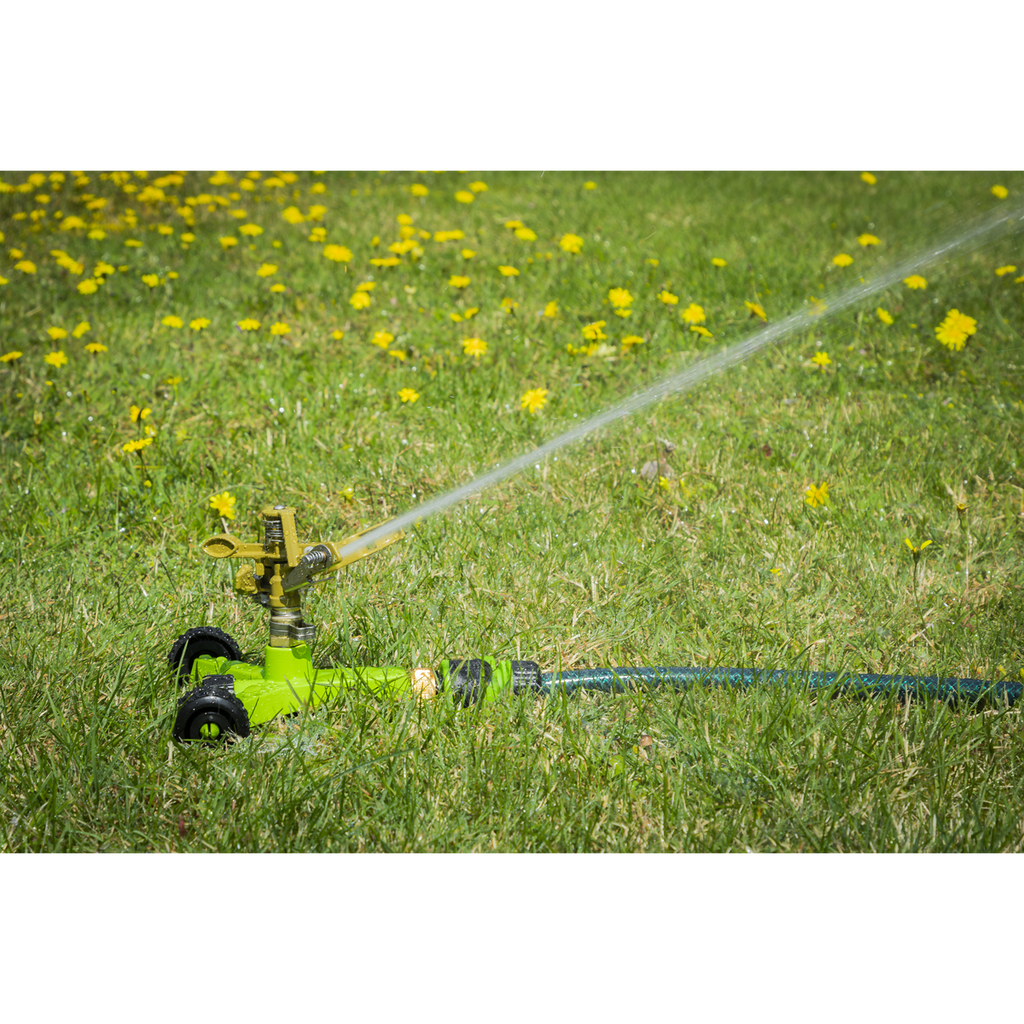 Pulsating Sprinkler with Metal Wheeled Base JS2034