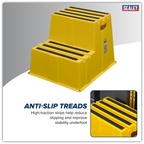 Heavy-Duty 2-Step Safety Steps with Anti-Slip Treads 150kg Capacity, Yellow - EN 14183 KS6