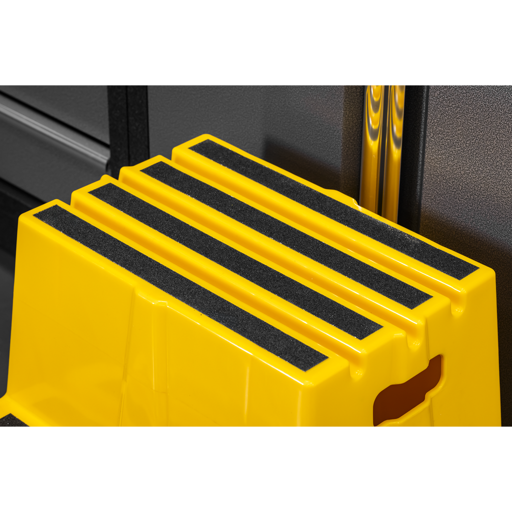 Heavy-Duty 2-Step Safety Steps with Anti-Slip Treads 150kg Capacity, Yellow - EN 14183 KS6