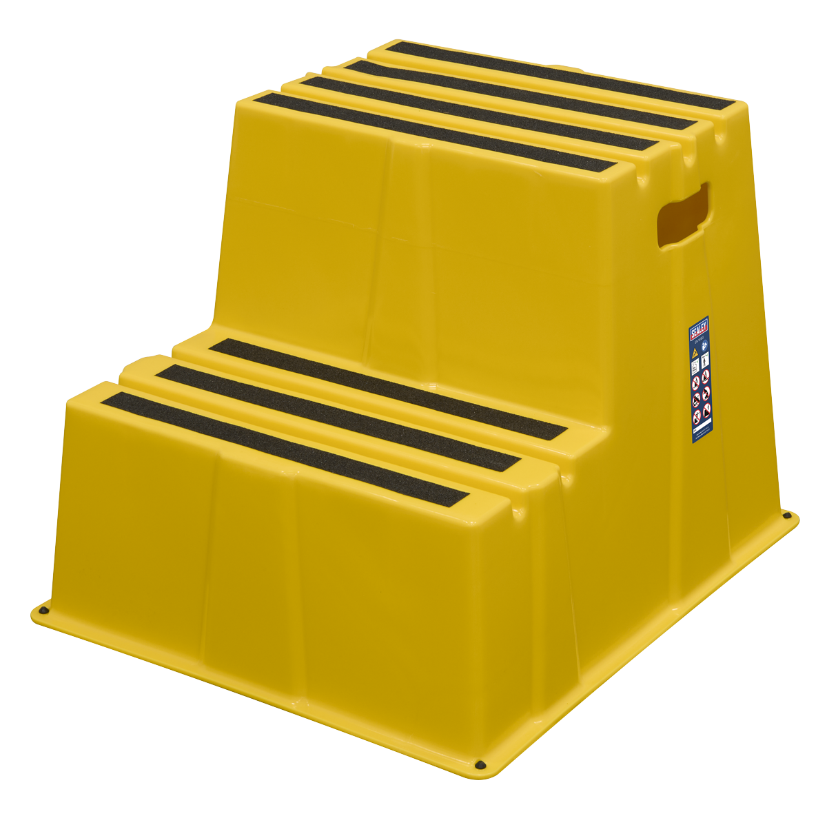 Heavy-Duty 2-Step Safety Steps with Anti-Slip Treads 150kg Capacity, Yellow - EN 14183 KS6
