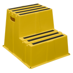 Heavy-Duty 2-Step Safety Steps with Anti-Slip Treads 150kg Capacity, Yellow - EN 14183 KS6