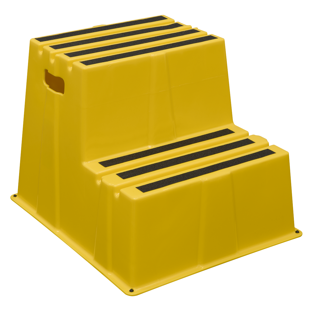 Heavy-Duty 2-Step Safety Steps with Anti-Slip Treads 150kg Capacity, Yellow - EN 14183 KS6